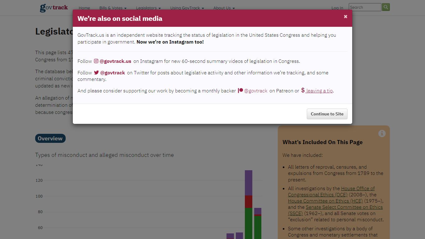 GovTrack.us - Legislator Misconduct Database